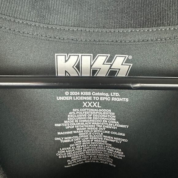 Kiss Adult Detroit Rock City 76' Flames Lips Grey Tie-Dye Crewneck T-Shirt 3XL - Picture 8 of 8